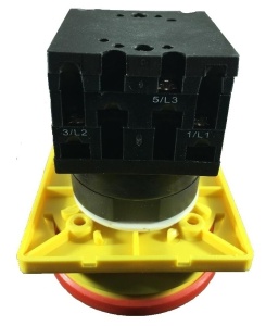 Intrerupator principal 25A 3 poli 7.5kW de urgenta incastrat cu placa galbena frontala 66x66mm - Img 3