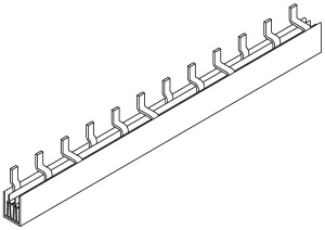 Pieptene busbar tip pin 3 poli 12pini(4x3 module) 63A 210mm 10mm² pentru conexiuni in sigurante - Img 2