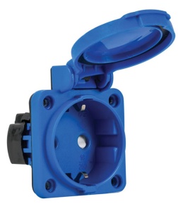 Priza schuko incastrabila albastra pentru tablouri electrice 16A protectie copii IP54