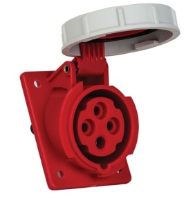 Priza trifazica 4 poli 16A 3P+E 6h incastrata oblica ST CEE 380V IP67 70x85mm