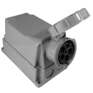 Priza trifazica aplicata 5 poli 125A 3P+N+E 6h CEE 380V IP67 - Img 3