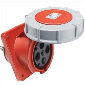 Priza trifazica incastrabila oblica 4 poli 63A 3P+E 6h CEE 380V IP67 107x100mm - Img 3