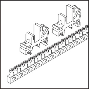 Set 10 bucati suport din plastic pentru bara conexiune impamantare cu prindere pe sina DIN - Img 3