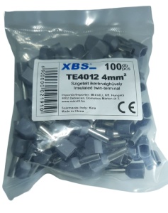 Set 100 pini terminali dubli izolati 4mm² gri ferule cupru 21mm - Img 3