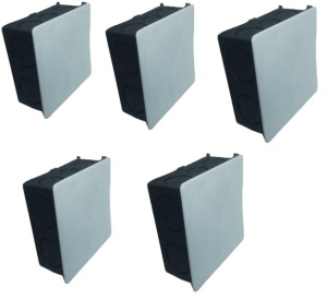 Set 5 doze de ramificatie derivatie sub tencuiala cu 10 intrari pentru zidarie 75x75mm cu capac