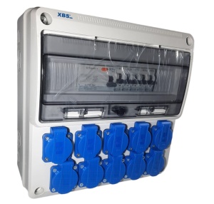 Tablou electric echipat cu 10 prize monofazice schuko 16A panou organizare de santier cu sigurante IP44 - Img 2
