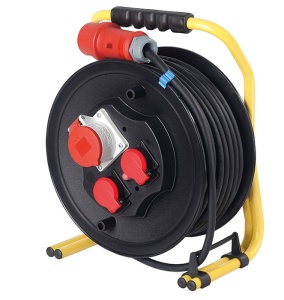 Tambur de cablu 30m 5x2.5 trifazic CEE cu siguranta, profesional IP44