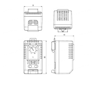 Termostat pe sina de racire contact NO 0-60 grade 10A IP20 - Img 2