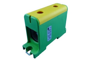 Clema terminala conexiune verde galben Cu-Al 150mm² montare pe sina DIN 35mm 290A (Al) 320A ( Cu)