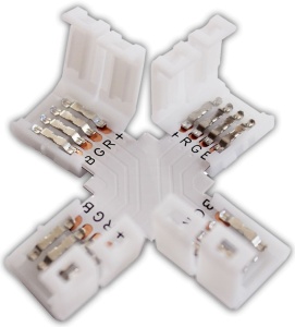 Conector rapid pentru bandaLED RGB in forma de "X"