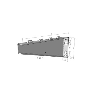 Consolă 250x100mm NZM250 electro-galvanizată suport pentru prindere canal cablu din sârmă mesh 250mm, susținere maxim 110 kg - Img 2