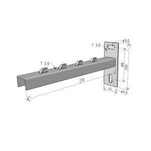 Consola 270x120mm NPZM250 electro-galvanizata suport pentru prindere canal cablu din sarma mesh 250mm, susținere maxim 82 kg - Img 2