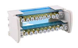 Distribuitor conexiuni 2 poli cu 11 gauri 125A 500V 100x51x45mm prindere pe sina DIN - Img 3