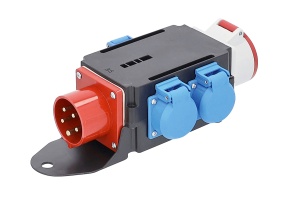 Distribuitor de curent trifazic MIXO CEE maxim 11kW intrare 5 poli 16A 400V iesire 5 poli 16A 400V si 3 prize schuko 230V IP44 - Img 2