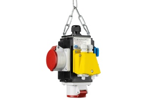 Distribuitor de energie suspendat cu 2 prize trifazice 400V 5 poli 16A IP44 si 2 prize monofazice schuko 16A IP44 cu conexiune la aer comprimat si conexiune de date