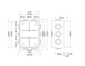 Doza aplicata patrata 150x110x70mm IP55 pentru distributie jonctiune ABS rezitenta UV cu presetupe - Img 3
