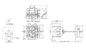 Intrerupator modular rotativ 3 poli 40A 0-1 ON-OFF IP20 montaj pe sina sau cu suruburi - Img 2