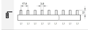 Pieptene busbar tip pini 1 pol 12 module 63A 210mm 10mm² - Img 3
