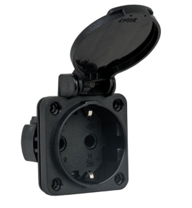 Priza schuko incastrabila neagra pentru tablouri electrice 16A IP54