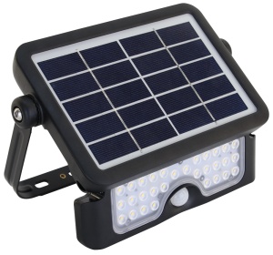 Proiector LED cu panou fotovoltaic și detector de mișcare