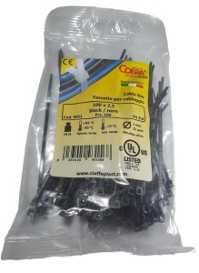 Set 100 buc colier cablu 100x2.5mm din plastic negru Cobra 9051
