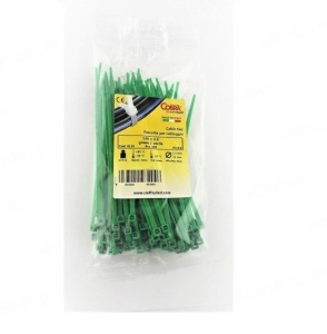 Set 100 buc colier cablu 140x3.6mm din plastic verde Cobra 9135 - Img 1