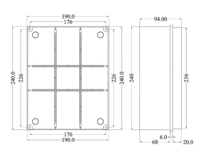 Tablou de distributie 240x190mm echipat cu 1 priza 5 poli 16A, 2 prize schuko 16A si intrerupator 3 x 40A IP44 - Img 2