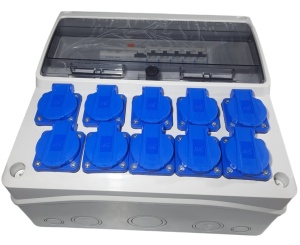 Tablou electric echipat cu 10 prize monofazice schuko 16A panou organizare de santier cu sigurante IP44 - Img 3