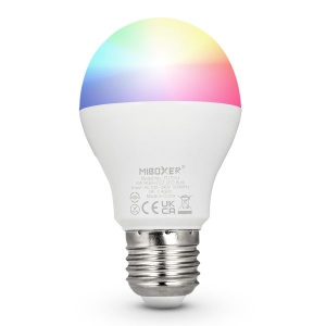 Bec LED Miboxer Mi-Light E27 6W RGB+CCT 95lm/W 550lm 100x57mm 16 milioane de culori, temperatura de culoare reglabila, intensitatea luminii ajustabila, control pana la 30 de metri 2.4 GHz - Img 1