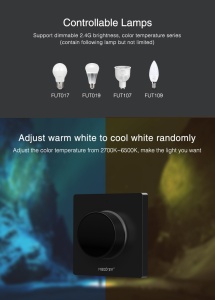 Buton Mi-Light MiBoxer și panou de comutare rotativ Telecomandă LED neagră K1 wireless maxim 30m - Img 3