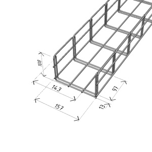 Canal cablu metalic 150x100mm din sarma mesh galvanizat lungime 2m jgheab pentru trasee electrice - Img 2
