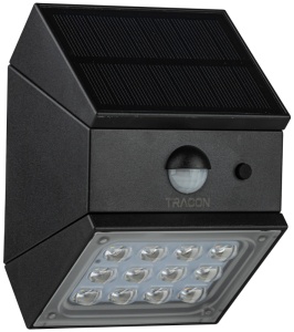 CIL de perete LED, panou fotovoltaic, detect. de mișc, negru