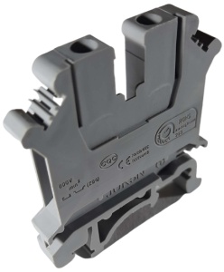 Clema sir terminala 2.5mm2 gri montaj pe sina DIN 35mm 690V 32A - Img 2