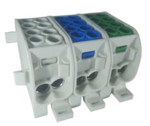 Cleme de distributie derivatie pentru conexiuni monofazice 25mm²/16mm² Cu-Al montaj pe sina DIN 152A - Img 2