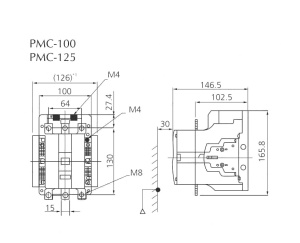 Contactor 3 poli 125A cu bobina la 400V AC 2NO+2NC 2 contacte normal deschise + 2 contacte normal inchise - Img 2