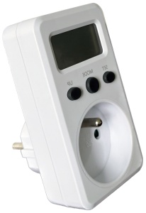 Contor de energie electrică pentru priză, afișaj LCD