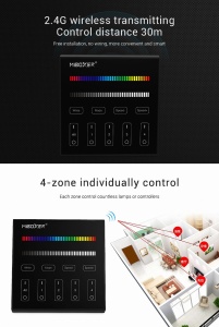 Controller Mi-Light B3 MiBoxer Group Control grup zonă telecomandă perete, negru DIM+RGBW - Img 3