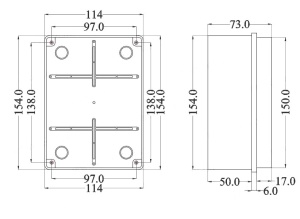 Doza aplicata patrata 150x110x70mm IP56 pentru distributie jonctiune ABS rezistenta UV fara presetupe margini netede - Img 3