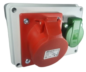 Doza aplicata precablata echipata cu 1 priza 5 poli 3P+N+E 16A 400V si 1 priza schuko 16A 230V IP44 150x110mm - Img 2