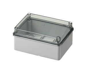 Doza aplicata transparenta 150x110x70mm IP56 pentru distributie jonctiune ABS rezistenta UV fara presetupe margini netede