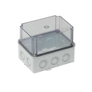 Doza ramificatie 180x110x120mm dreptunghiulara din plastic ABS transparenta IP67 IK06 adanca