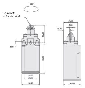 Limitator de cursa cu rola buton de limită 1NO+1NC comutator de poziție cu buton de presiune cu role IP64 - Img 3