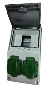 Panou electric din plastic echipat cu 2 prize monofazice schuko 16A 210x110x112mm IP44 organizare de santier fara sigurante si fara legaturi ( fara fire) - Img 3