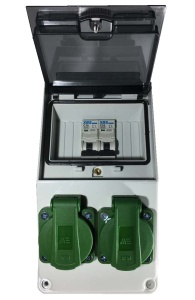 Panou electric din plastic echipat cu 2 prize monofazice schuko 16A 210x110x112mm IP44 organizare de santier fara legaturi ( fara fire) - Img 2