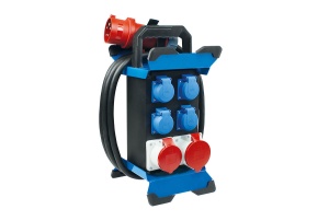 Prelungitor Stecky 13 pentru santier cu 4 prize monofazice schuko 16A 250V , 1 priza trifazica CEE 5 poli 16A IP44 si 1 priza trifazica CEE 5 poli 32A IP44 si protectie diferentiala