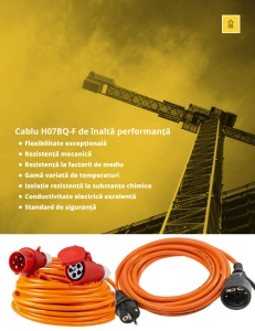 Prelungitor trifazic 10m cablu 5G1.5 H07BQ-F 16A aprox. 11kW lungime IP44 rezistent la uleiuri si abraziune - Img 3