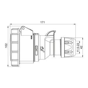 Priza trifazica mobila pe cablu 5 poli 32A 3P+N+E 6h CEE 380V IP67 - Img 2