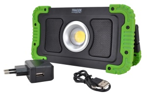 Proiector instalator LED cu acumulator, difuzor bluetooth