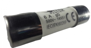 Set 10 sigurante 14x51 6A fuzibile cilindrice ceramica 500V AC gLgG - Img 2
