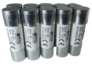 Set 10 sigurante fuzibile cilindrice ceramica 14x51 25A 500V AC gG - Img 1